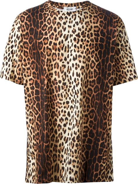 Moschino Leopard Print T Shirt In Brown For Men Lyst