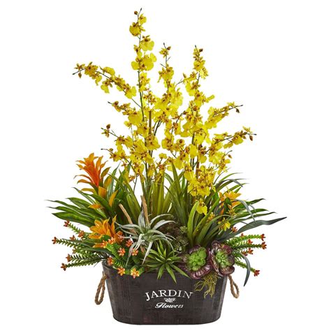 33 Orchid Bromeliad And Succulent Garden Artificial Arrangement 1698