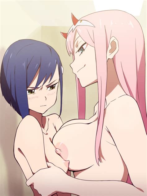 Rule 34 2girls Asymmetrical Docking Bare Breasts Blue Hair Blush Breast Envy Breast Press