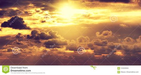 Beautiful Bright Colorful Stunning Sunset Sky Sun Rays In The C Stock