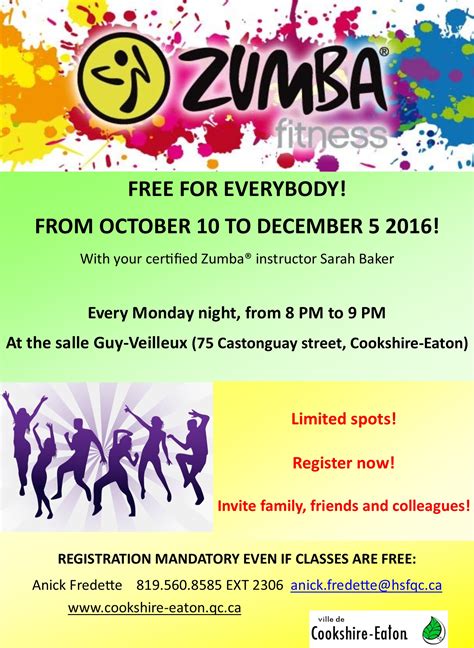 free zumba® classes for a whole session ville de cookshire eaton