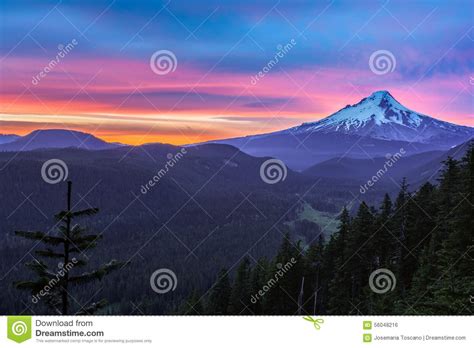 Beautiful Vista Of Mount Hood In Oregon Usa Stock Photo