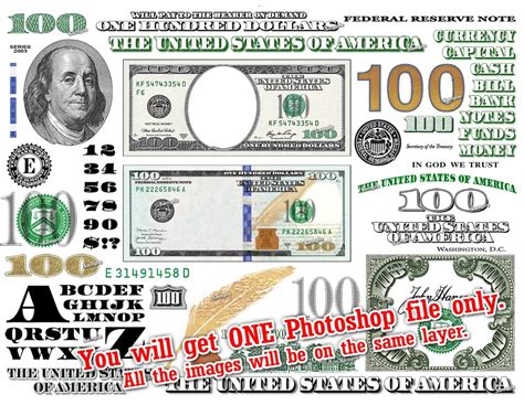 Hundred Dollar Bill Design Images Photoshop Transparent File Etsy
