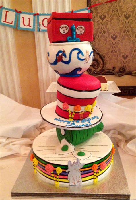 Valerie rhymer created this fun dr. Dr Seuss themed cake | Themed cakes, Cake creations, Cake