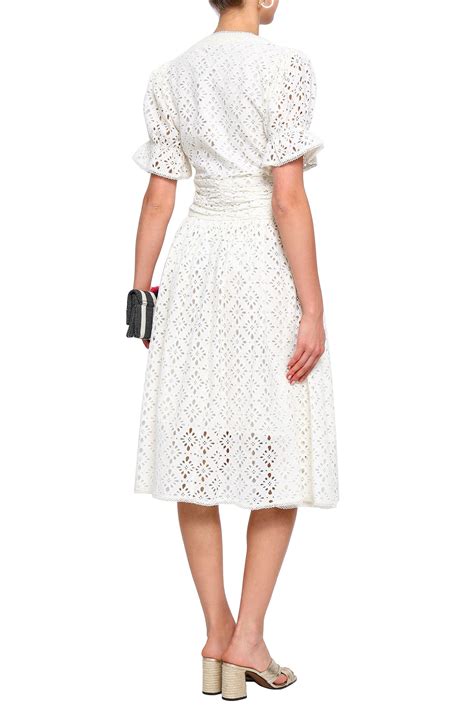 Love Sam Broderie Anglaise Cotton Midi Dress Ivory In White Lyst