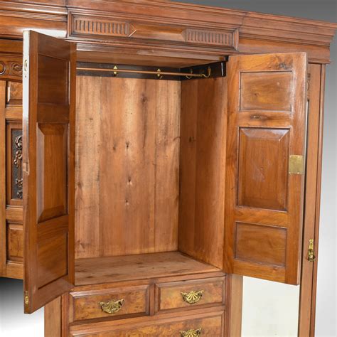 Antique Wardrobe English Walnut Compactum Edwardian Circa 1910