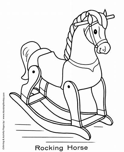 Horse Rocking Coloring Pages Toy Animal Drawing