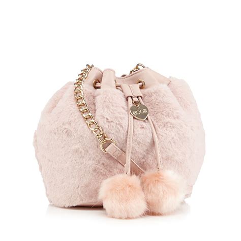 Floozie By Frost French Light Pink Faux Fur Duffle Bag Pink Duffle