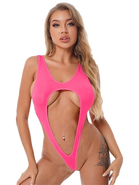 Chictry Womens Backless Cutout Bodysuit High Cut Thong Leotard