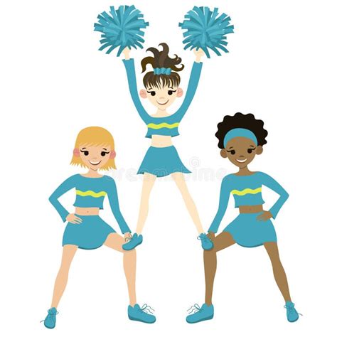 Collection Of Cheerleaders Isolated On A White Background Vector