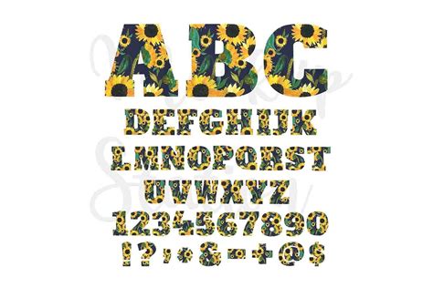 Sunflower Alphabet Png Letters Numbers Sublimation Design 654932