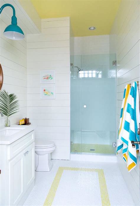 See more ideas about yellow bathrooms, bathroom design, bathroom interior. Yellow and Blue Beach Style Kids Bathroom - Cottage - Bathroom