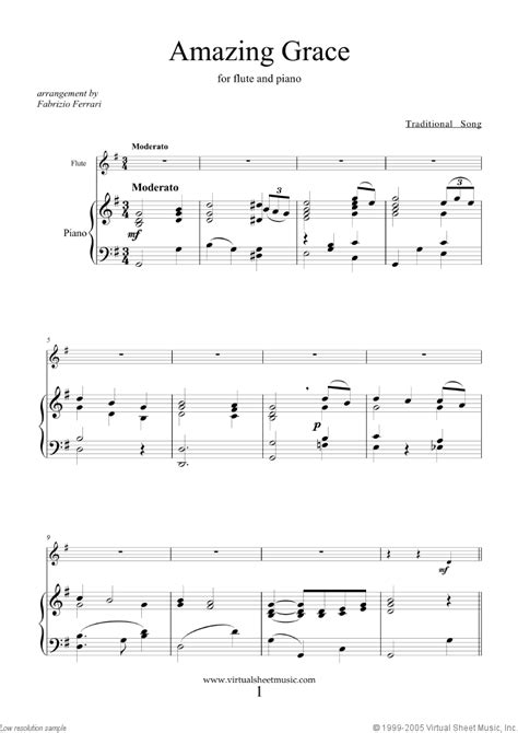 Amazing Grace Sheet Music For Flute And Piano Pdf Interactive
