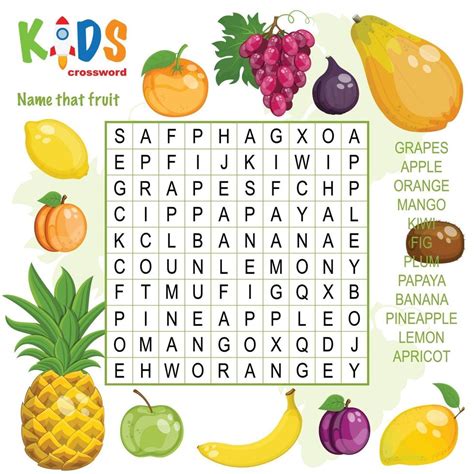 Name That Fruit Word Search 2171358 Vector Art At Vecteezy