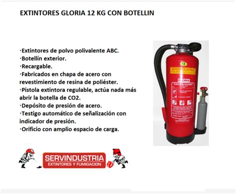 Extintor Gloria Con Botellin Externo Servindustria