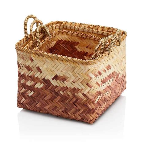 Decorative Baskets Dusk Ombre Bamboo Baskets Set Of 3 Serrv
