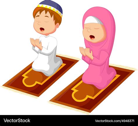 Muslim Kid Praying Royalty Free Vector Image Vectorstock