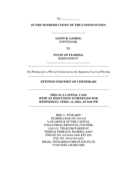 Fillable Online Louis B Gaskin Petitioner Vs State Of Fax Email