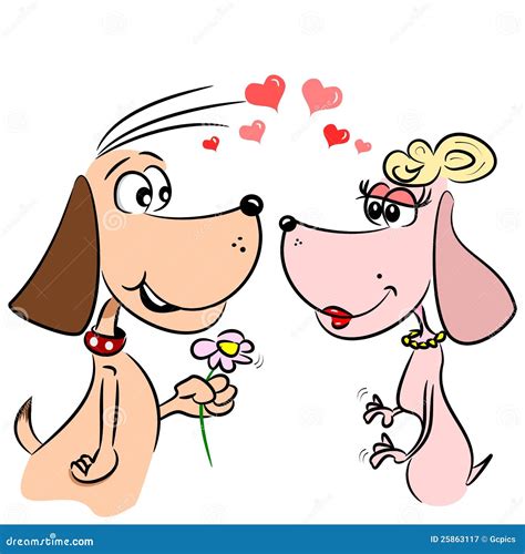 Cartoon Dogs In Love Stock Vector Illustration Of Isolated 25863117