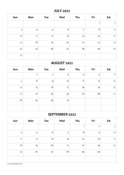 July And August 2022 Calendar