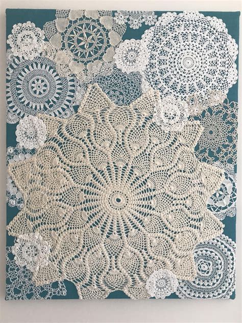 Doily Art Wall Hanging Sea Breeze Large Vintage Doilies On