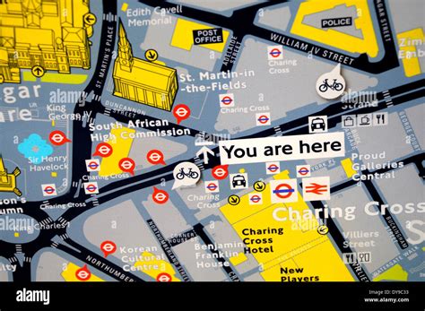 London England Uk Tourist Map You Are Here By Charing Cross