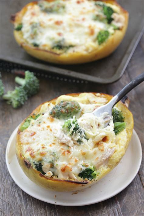 Creamy Chicken And Broccoli Stuffed Spaghetti Squash Eat Drink Love