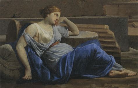 A Reclining Female Figure Amid Ruins Circle Of Eustache Le Sueur