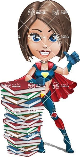 Female Superhero Character With Books In Vector Format Comes With