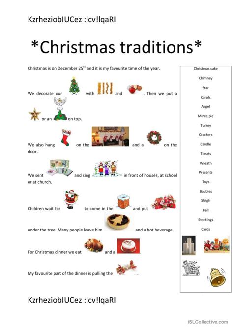 Christmas Traditions English Esl Worksheets Pdf And Doc