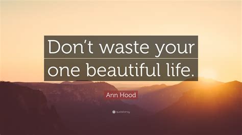 Ann Hood Quote Dont Waste Your One Beautiful Life 9
