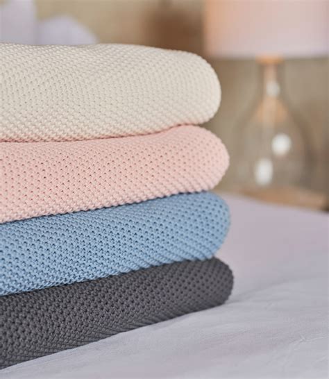 Light Pink 100 Cotton Moss Stitch Blanket Woolovers Uk