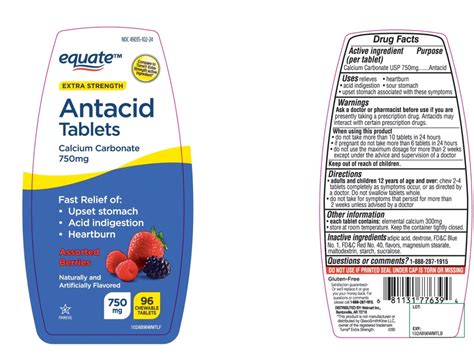 equate extra strength antacid calcium carbonate tablet chewable