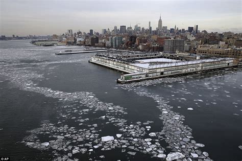 Hudson River Freezes As Manhattan Is Encased In Worst Ice For A Decade