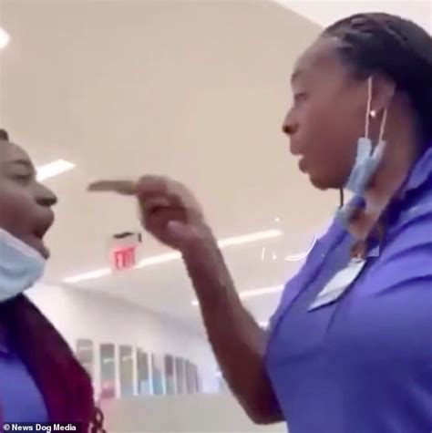 Two Female Nurses Filmed Brawling In Hospital Cafe Daily Mail Online