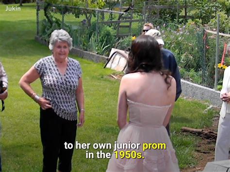 girl wears grandmother s prom dress as surprise brings tears to my eyes what a beautiful