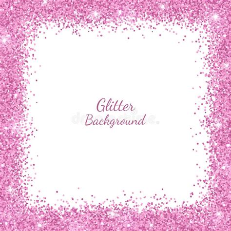 Border Frame With Pink Glitter On White Background Vector Stock Vector