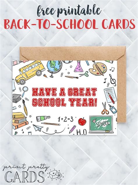 Free Printable Back To School Cards Print Pretty Cards