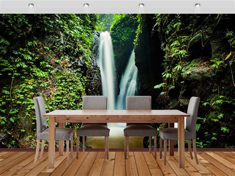 Waterfalls Wall Mural Waterfall In The Green Forest Printed Walls