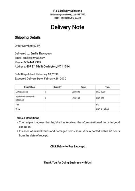 Simple Delivery Note Template Free Pdf Word Template Net