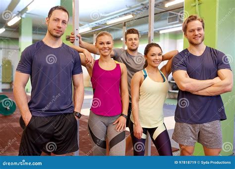 Group Of Happy Friends In Gym Stock Image Image Of Team Adult 97818719