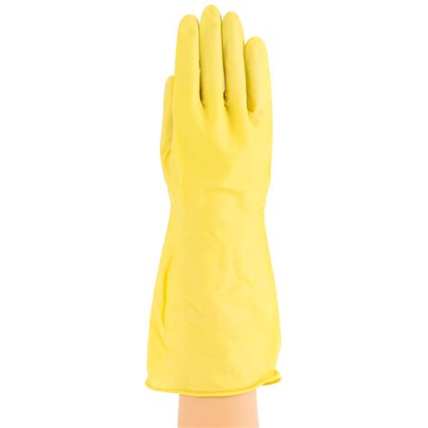 Multi Use Yellow Rubber Flock Lined Gloves Pair