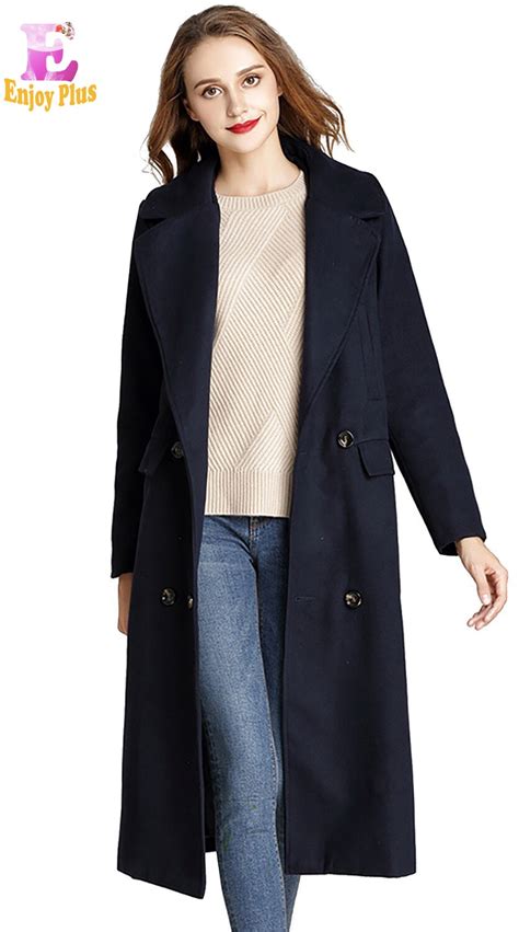 xl xxl 3xl 4xl 5xl plus size elegant woolen new winter 2017 long trench coat for women big size