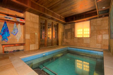 Content Indoor Swim Spa With Beautiful Tile Mural Mediterranean