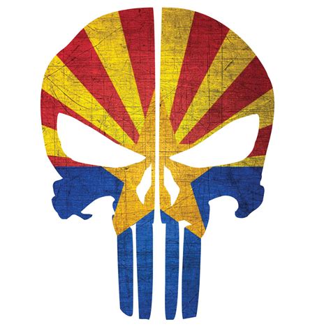 Arizona Flag Punisher Skull Reflective Rear Helmet Decal Police Fire