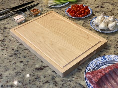 Wood Cutting Board Maple 17x12x125 Inches Reversible With Handles And