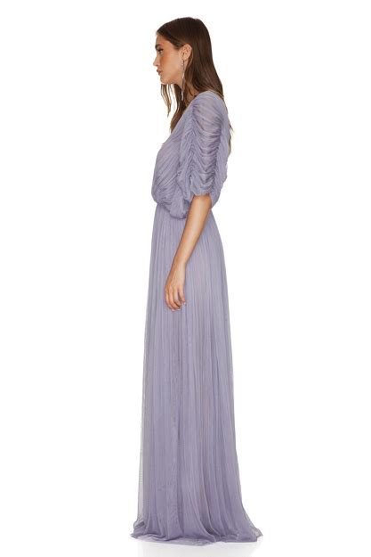 Lavender Silk Tulle Maxi Dress Pnk Casual