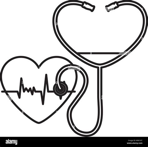 Heart Cardiology With Stethoscope Vector Illustration Design Stock