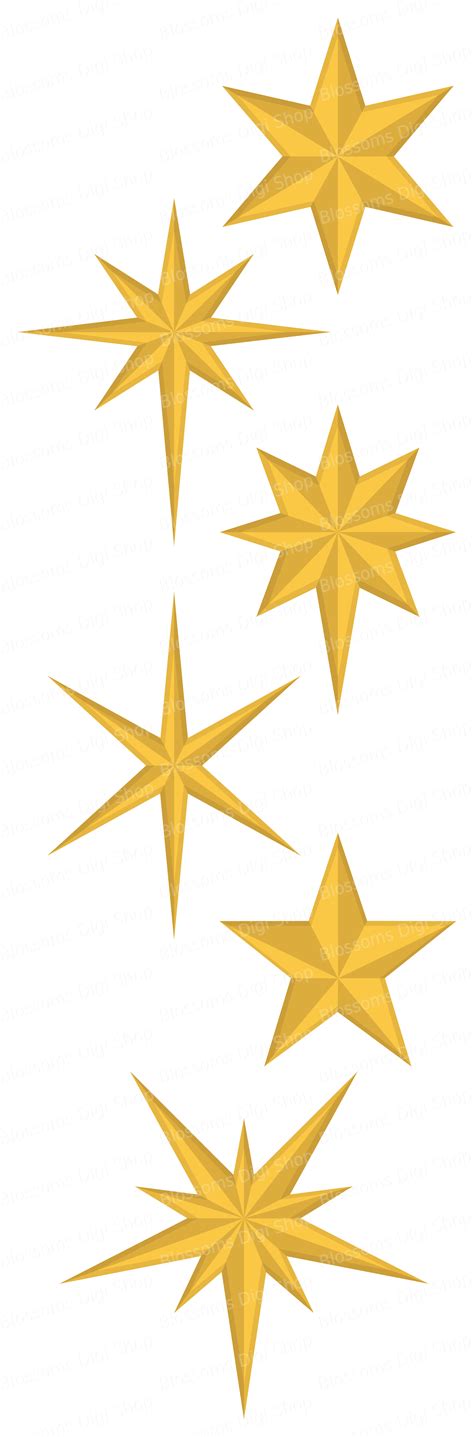 Christmas Stars Clipart Gold Star Clipart Star Elements Star Vector