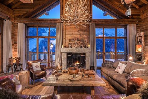 Livin Room With Rough Hewn Stone Fireplace Ski Lodge Decor Cabin Decor